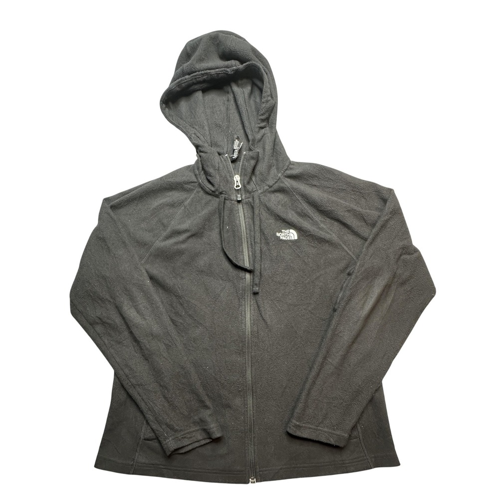 The North Face Fleece Jacket Womens Large Black Hooded Full Zip NF00CP5RJK3